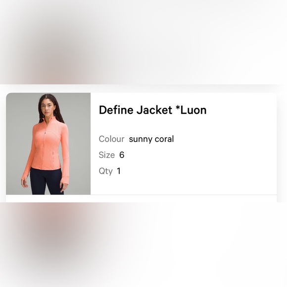 Lululemon Define *Luon Jacket in Sunny Coral - Picture 3 of 3